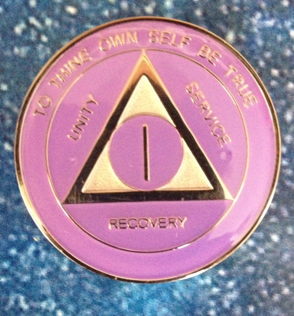 AA Tri Plate Anniversary Medallion (Lavender & Silver)